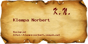 Klempa Norbert névjegykártya
